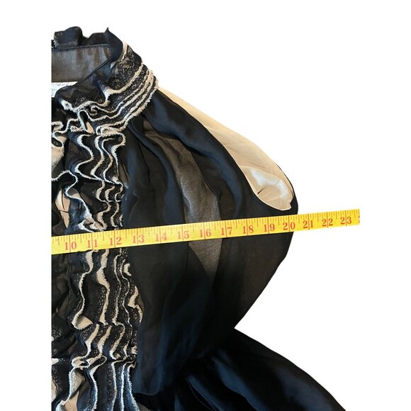 Robert Rodriguez XS Black Ruffled Blouse Women Coquette Victorian Work‎ - Picture 6 of 12